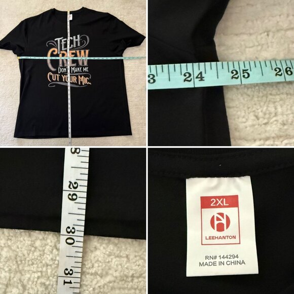 Tech Crew Graphic T Shirt 2XL Black Funny Quote Dont Make Me Cut Your Mic - Picture 4 of 6